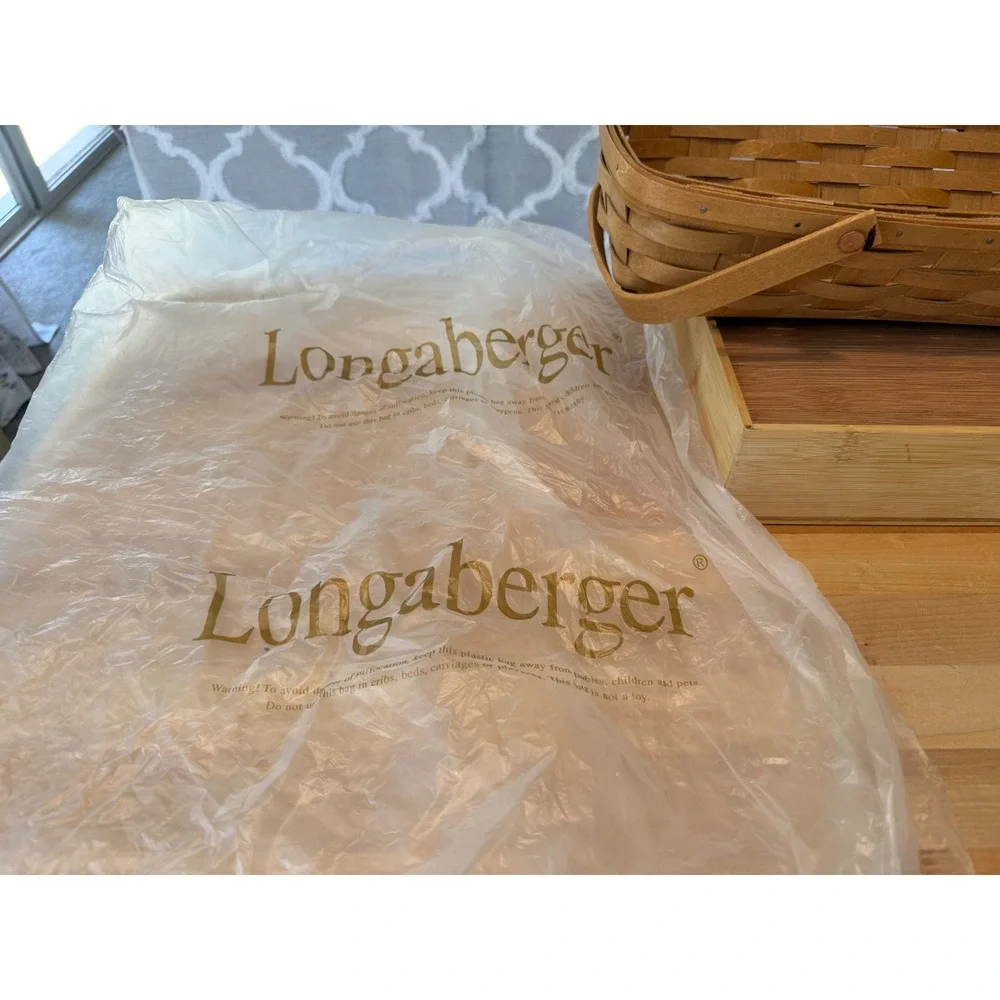 Longaberger Handmade Woven Basket Rectangular Dual Swing Handles 14x8.5 Dresden